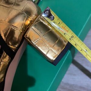 I.CREW Millie bow ankle-strap heels in metallic croc-embossed leather